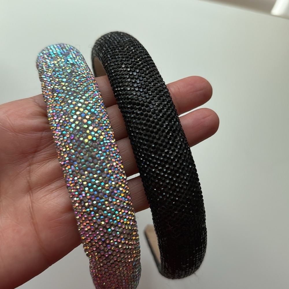 2pcs Rhinestone Headbands Women Sparkly Bling Headbands Black and Multicolor - Picture 5 of 13